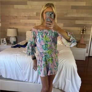 Lilly Pulitzer Pink and Green Floral Romper